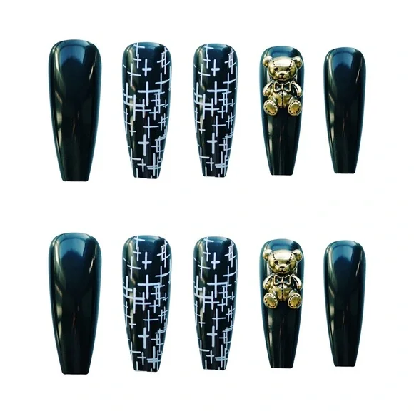 CLEAROUT🌹 Final sale💅 Press-on nails yellow bear 24 pics new in box - Picture 4 of 4